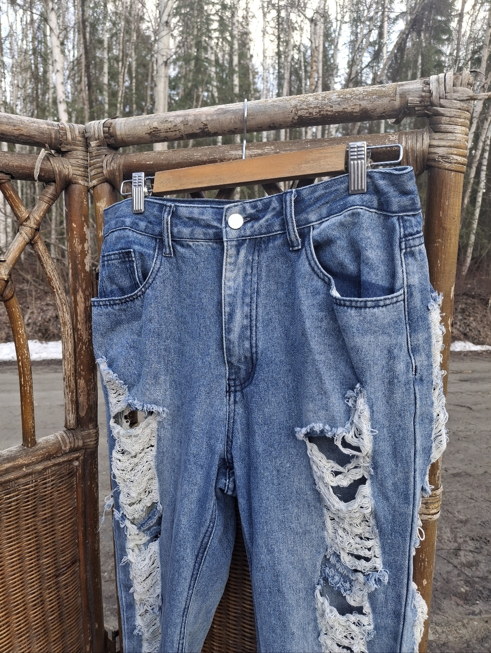 Classic Blue Distressed Women's Jeans